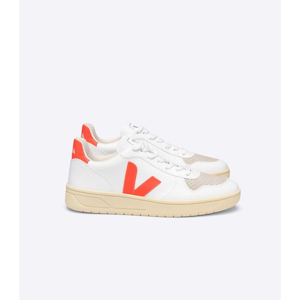 Veja V-10 CWL Women\'s Shoes White/Orange | NZ 575PJJ